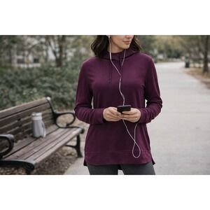 Athletic Works Mock Neck Hoodie | Women's M Eggplant Purple Athleisure